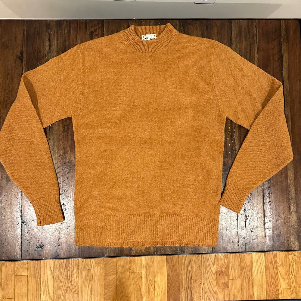 *RARE* Vintage 60s Barclay fuzzy mohair wool burnt orange crewneck sweater L